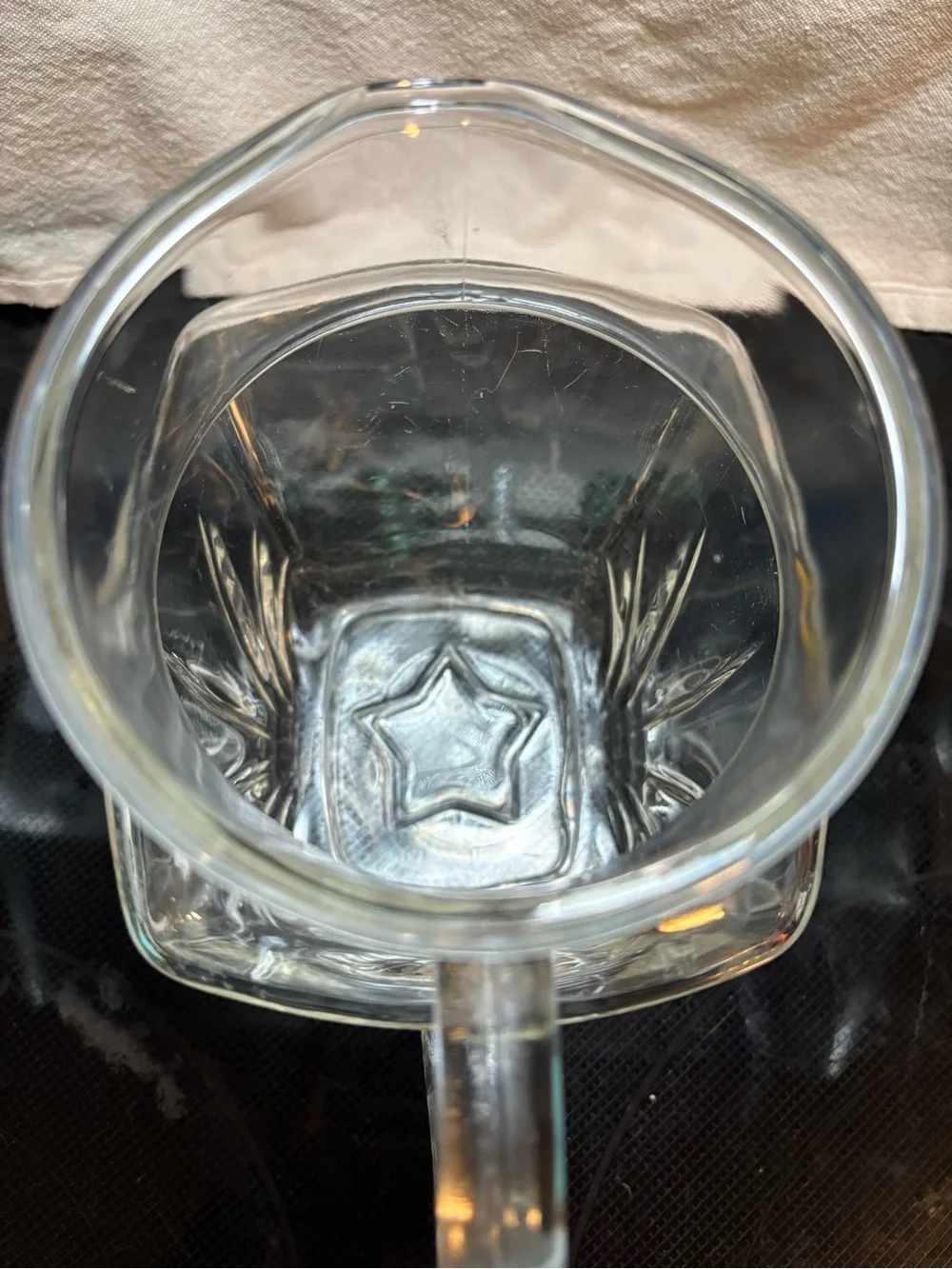 Vintage 1960s Starburst Federal Glass Juice Milk Tea Water Pitcher.
